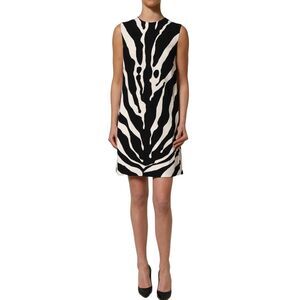 Dolce & Gabbana Black White Zebra Print Viscose Mini Women's Dress